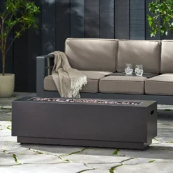 40" Outdoor 50,000 BTU Rectangular Iron Propane Fire Pit, Dark Grey (Tank Cover Not Included) -House Furnish World GUEST 0063c45f 27f7 4d39 b22a 64026d19d8ea