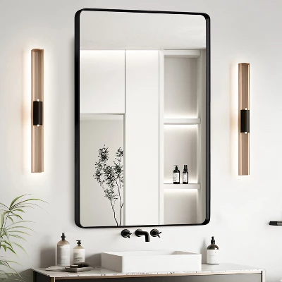24x30 Inch Black Aluminium Frame Bathroom Mirror 3 24x30 Inch Black Aluminium Frame Bathroom Mirror - Image 3