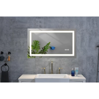 LED Bathroom Mirror 40inx 28inwith Front And Backlight, Large Dimmable Wall Mirrors With Anti-Fog, Memory, 3 Colors, LED Vanity Mirror 7 LED Bathroom Mirror 40inx 28inwith Front And Backlight, Large Dimmable Wall Mirrors With Anti-Fog, Memory, 3 Colors, LED Vanity Mirror - Image 7
