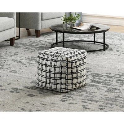 Modern Square Pouf Pattered Black White Fabric Upholstered Ottoman, Non-Slip Floor Pouf, Bean Bag Chair, 1pc Sitting Pouf 3 Modern Square Pouf Pattered Black White Fabric Upholstered Ottoman, Non-Slip Floor Pouf, Bean Bag Chair, 1pc Sitting Pouf - Image 3