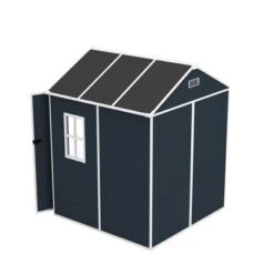 6*6ft Resin Storage Shed, High Quality Pp Material, Rust And UV Proof, Large Storage Space, 12mm Thick Pp Board, HD Window Lighting Dark Gray -House Furnish World GUEST 03b190ac 8d6d 4631 a6dc 1a7a3f85a321