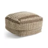 Rustic Wool And Cotton Large Pouf, Brown