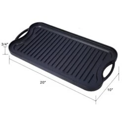 Pre-Seasoned Cast Iron Reversible Rectangular Grill/Griddle, Black,20inch X 10inch -House Furnish World GUEST 05a9ebf1 6831 4233 b741 f452cd8b8994