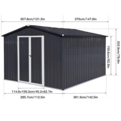 Metal Garden Sheds 12ft¡Á10ft Outdoor Storage Sheds Dark-grey