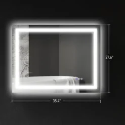 LED Bathroom Mirror With Lights, 35inx 28inBacklit Front Lit LED Mirror For Bathroom, Anti-Fog, Memory,Infinite Color Temperature, Horizontal/Vertical -House Furnish World GUEST 061f77cb f4bc 448a 871f 97c4078840cf