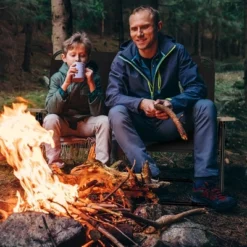 Double Folding Camping Chair, Loveseat For 2 Adults, Portable Camping Couch With Wood Armrest & Cupholders, For Backpacking, Beach, Travel, Black -House Furnish World GUEST 0646921f d936 4f40 987c 4a11c0abe248