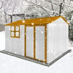 Metal Garden Sheds 10ftx8ft Outdoor Storage Sheds White+yellow With Window -House Furnish World GUEST 067f0fb7 f9cb 41be bd81 988606429f5f