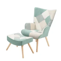 Accent Chair With Ottoman, Living Room Chair And Ottoman Set, Comfy Side Armchair For Bedroom, Creative Splicing Cloth Surface -House Furnish World GUEST 06d52095 c8b1 4fbd b12a 33658d349167