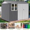 8X10FT Outdoor Storage Shed With Thickened Galvanized Steel,with Sloped Roof & Double Lockable Door,with 6 Vents, For Backyard Garden Bike,Lawnmower