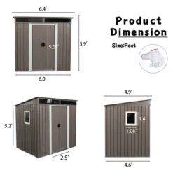 6ft X 5ft Outdoor Metal Storage Shed With Window Transparent Plate W540S00011 -House Furnish World GUEST 06dff361 6ce7 4e79 872c 37500ffb3c44