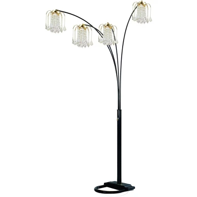 BLACK 4-HEAD CRYSTAL INSPIRED ARCH FLOOR LAMP 3 BLACK 4-HEAD CRYSTAL INSPIRED ARCH FLOOR LAMP - Image 3