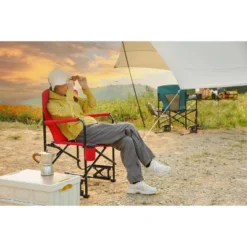 Outdoor Freestyle Rocker Camping Chair Portable Folding Rocking Chair With Solid, Durable Armrests, Drink Holder & Comfortable Backrest -Red -House Furnish World GUEST 08a69253 98b3 41bb babe 779f3e8562ba