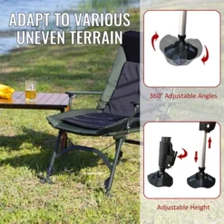 Camping Lounge Chair, Portable Folding Reclining Camping Chair With Adjustable Backrest For Indoor And Outdoor Camping Hiking Fishing,Green+black -House Furnish World GUEST 08b5457b 3aea 4467 a64a 6f910256008d