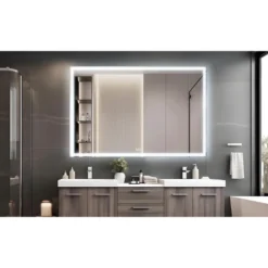 60x40 Inch Oversized LED Bathroom Mirror Wall Mounted Mirror With 3 Color Modes Aluminum Frame Large Wall Mirror For Bathroom -House Furnish World GUEST 08bb1098 5faa 495d 9ab9 3ec36e1c76a2
