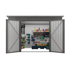 4 X 9 FT Outdoor Storage Shed, Metal Garden Shed Tool House With Sloping Roof,6 Vents And 2 Swing Doors For Backyard, Garden,Patio, Garage, Lawn, Gray -House Furnish World GUEST 08d7cc09 0364 4ff7 b680 ffd58f392dd6