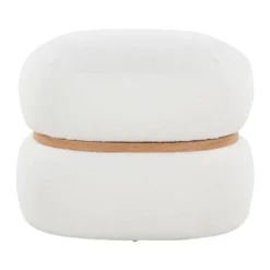 Cinch Contemporary Pouf Ottoman In Cream Fabric And Natural Wood By LumiSource -House Furnish World GUEST 096fd797 a7b6 4118 bace a75a133d1f30