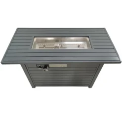 25'' H X 42'' W Steel Propane Outdoor Fire Pit Table With Lid (Grey) -House Furnish World GUEST 0a0844b3 aa52 42e4 93de de47ebb45a8f