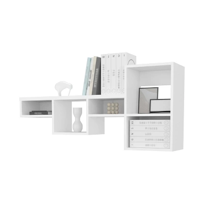 White Wall-Mounted Shelf Unit With 5 Shelf 3 White Wall-Mounted Shelf Unit With 5 Shelf - Image 3