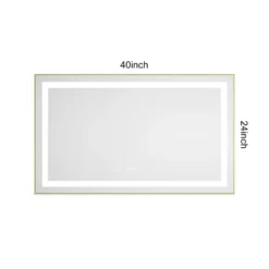 40 X 24 Inch LED Bathroom Mirror With Front And Backlight, Wall Mounted Vanity Mirror With Aluminum Frame,Anti-Fog, Memory,3 Colors, Stepless Dimmable -House Furnish World GUEST 0affef5a 4501 4bdb 92d1 bc1a08e48f83