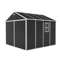 8*8ft Resin Storage Shed, High Quality Pp Material, Strong Structure, Waterproof, Rust And UV Proof, Large Storage Space,12mm Thick Pp Board,Dark Gray -House Furnish World GUEST 0b824ea0 bc99 4fc2 ad3e 15f9bae84a45