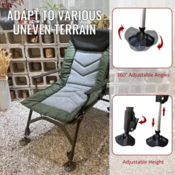 Camping Lounge Chair, Portable Folding Reclining Camping Chair With Adjustable Backrest For Indoor And Outdoor Camping Hiking Fishing,Green+black+grey -House Furnish World GUEST 0bd1affd 9519 4b50 a266 713c3c910411