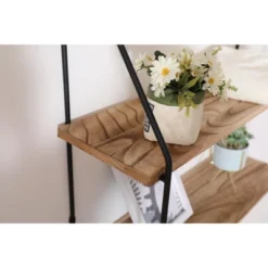 Floating Shelf With Metal Brackets, Wall Mounted Rustic Wood Wall Storage, Various Decorations Hanging Display (2-Tier ¨C Natural Wood) -House Furnish World GUEST 0c2fc5f5 3171 4865 ae25 2dbbe93987bc