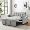 Modern Polyester Loveseat Futon Sofa Couch W/Polyesterllout Bed,Small Love Seat Lounge Sofa W/Reclining Backrest,Toss Pillows, Pockets