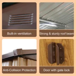 8ft X 10ft Outdoor Metal Storage Shed With Metal Foundation,Coffee 18 8ft X 10ft Outdoor Metal Storage Shed With Metal Foundation,Coffee -House Furnish World GUEST 0cdca29f 1484 49ad beaf eb37282e6070