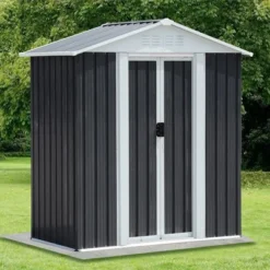 5X3 Feet Dark Grey Outdoor Storage Shed With Aluminum Alloy Frame (old SKU W2794P195736) -House Furnish World GUEST 0d6c89fb 962a 45de a8fc 8176b8718ec9