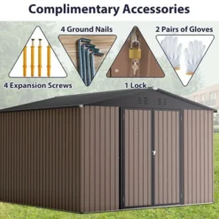 10' X 10' Metal Storage Shed For Ourdoor, Steel Yard Shed With Design Of Lockable Doors, Utility And Tool Storage For Garden, Backyard,Outside Use -House Furnish World GUEST 0d931e8a 7376 4655 bda2 4e34649559fa
