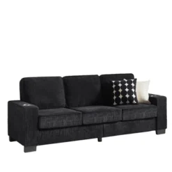 83.86"Polyester Polyester Sofa,Modern Compressed Couch,3-Seater Sofa, Furniture For Living Room,Bedroom,office ,Black -House Furnish World GUEST 0d994ca7 c1a1 4889 a4af 3a950ff4a8c3