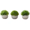 Artificial Plant, 5" Tall, Grass, Indoor, Faux, Fake, Table, Greenery, Potted, Set Of 3, Decorative, Green Plants, Grey Pots