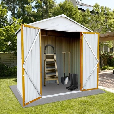 Outdoor Storage Sheds 6FTx4FT Apex Roof White+Yellow 5 Outdoor Storage Sheds 6FTx4FT Apex Roof White+Yellow - Image 5
