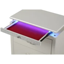 LED Night Stand Made With Wood In Milky White