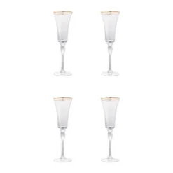 D3x9.8in Felicity Flute With Gold Rim, Set Of 4