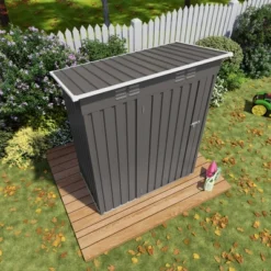 5X3 FT Outdoor Storage Shed, Tool Shed With Pitched Roof And Lockable Door Compact Metal Tool Shed For Garden, Backyard, Patio,Bike Storage, Gray -House Furnish World GUEST 0e5a2e39 04c1 4243 95af 6a2510408c3e