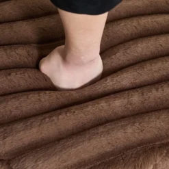 22.05"Wide Upholstered Round Pouf Ottoman Foot Rest With Black Metal Legs,Faux Fur Footstool For Living Room Bedroom Entryway. Brown -House Furnish World GUEST 0f8c4498 821d 43b8 b32c 8642723f6f8c