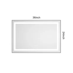36 X 24 Inch LED Bathroom Mirror With Front And Backlight, Wall Mounted Vanity Mirror With Aluminum Frame,Anti-Fog,Memory, 3 Colors, Stepless Dimmable -House Furnish World GUEST 10e902da 7e72 4fcd 9801 ee09c2003cfd