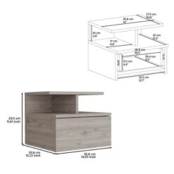 Floating Nightstand 12"H, Wall Mounted With Single Drawer And 2-Tier Shelf, Light Gray -House Furnish World GUEST 10ff34cb a470 4e69 80b5 8d2eb720f91e