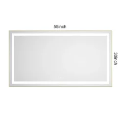 55 X 30 Inch LED Bathroom Mirror With Front And Backlight, Wall Mounted Vanity Mirror With Aluminum Frame,Anti-Fog,Memory, 3 Colors, Stepless Dimmable -House Furnish World GUEST 118db12b 926b 4a84 9387 69cd67b3f94f
