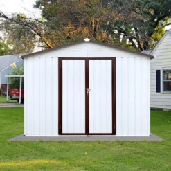 Metal Garden Sheds 8ftx10ft Outdoor Storage Sheds White+coffee -House Furnish World GUEST 128132ed 5267 4818 a724 5c37a2b12968