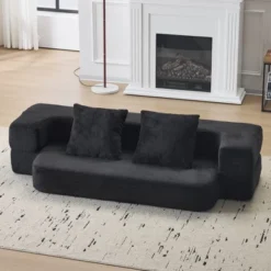 Ebern Designs Transformable Sectional Sofa With 3 Ottoman Stools - Supportive Polyester Fold-Out Bed, Compact Polyester Lounger For Small Spaces Home -House Furnish World GUEST 12c49a8e 6865 45e5 8cd2 95668421cbb1