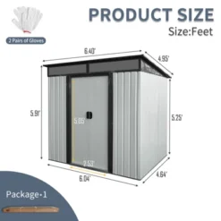 6ft X 5ft Outdoor Metal Storage Shed With Lockable Sliding Doors And Transparent Plate For Garden, Lawn ( White And Black ) -House Furnish World GUEST 132fd3ce 78f0 457e 9d45 6c8eb3328306