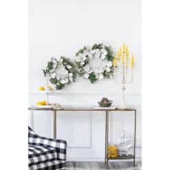 D11.8x15.4in Two-Tiered Round Wooden Tray, White -House Furnish World GUEST 13afa726 806d 4a70 bd72 e09dc4f015eb