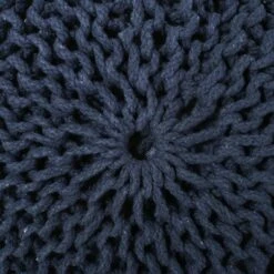 Bordeaux Knitted Cotton Round Pouf, Navy Blue -House Furnish World GUEST 1408cf7d f236 449a 82bc 0a58f472b165
