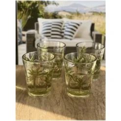 Palm Tree Design Acrylic Glasses Drinking Set Of 4 DOF (15oz), Plastic Drinking Glasses, BPA Free Cocktail Glasses, Drinkware Set -House Furnish World GUEST 143b8350 89a6 45d7 80d8 344315bb0c52