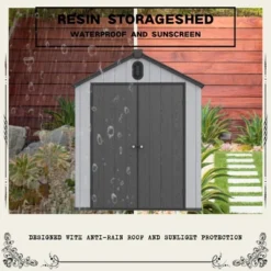 XWT012-1 6*8ft Resin Plastic Storage Shed For Backyard Garden Big Spire Tool Storage -House Furnish World GUEST 14904741 456c 44f4 8204 3d4b38ab3ded