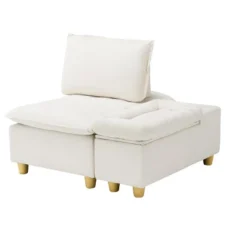 44.29 Inch With Movable Storage Cabinet With Cup Holder, Reclining Beige Polyester Single Sofa For Bedroom Living Room And Balcony -House Furnish World GUEST 15e0c551 6834 4335 8a81 25cdb91db891