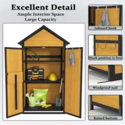 Outdoor Storage Cabinet Storage Shed With Waterproof Roof Lockable Doors Removable Shelves Foldable Table Hooks 69 Inches Garden Tool Shed -House Furnish World GUEST 15ee7ccf 690c 40ad 9191 03108f3dd916