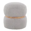 Cinch Contemporary Pouf Ottoman In Grey Fabric And Natural Wood By LumiSource